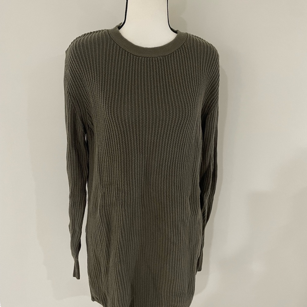 UNIF Green Crew Neck Sweater with Long Sleeves and Ribbed Knit